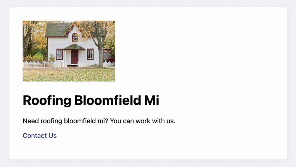 An example website with keyword "roofing bloomfield mi"