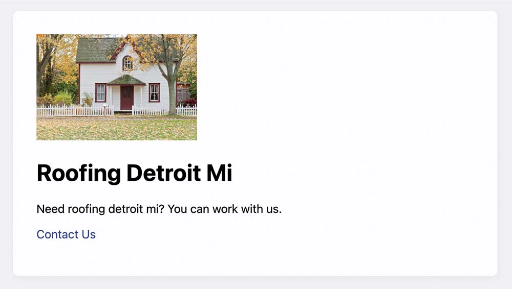 An example website with keyword "roofing detroit mi"