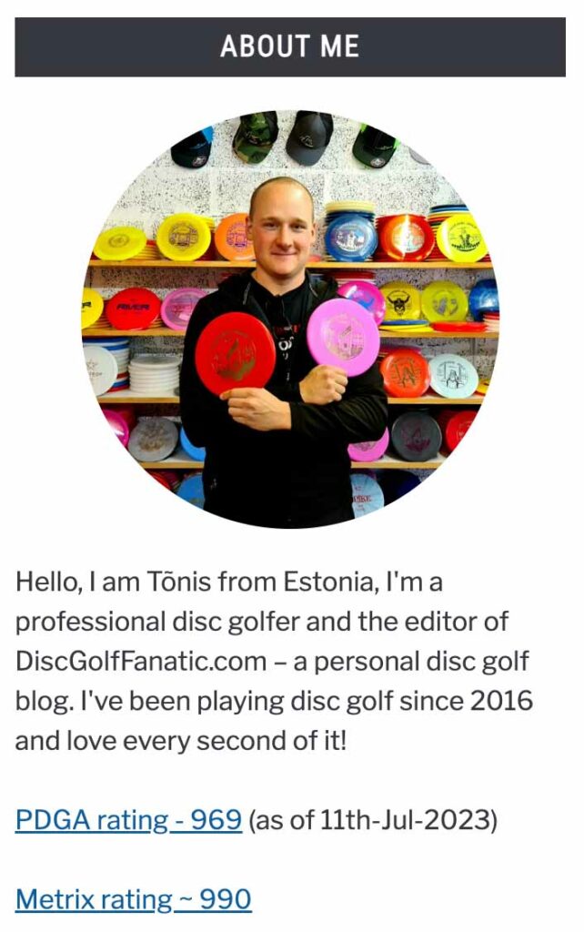 Tonis and his profile on Disc Gold Fanatic Dot Com 