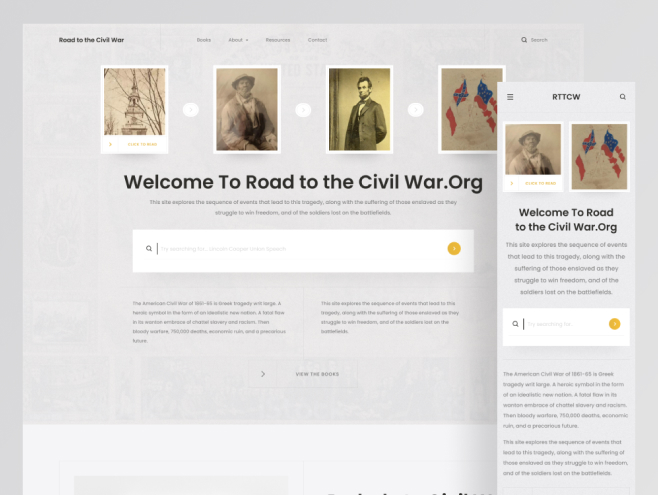 Portfolio Road To The Civil War History Website Design